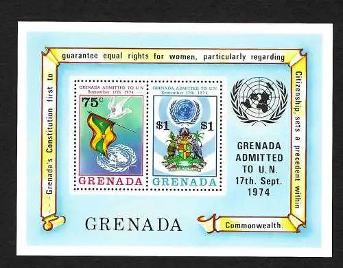 Grenada 1974: Beitritt zur UNO, Admitted to U.N., postfrisch