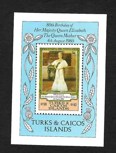 Turks&Caicos Islands: 80th birthday of H.M.  Queen Elizabeth, the Queen Mother