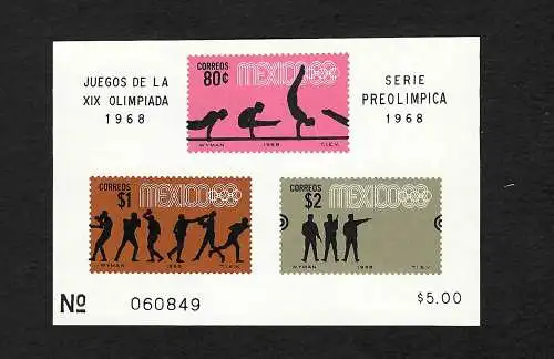 Mexico 1968: XIX. Olympische Spiele 1968, postfrisch