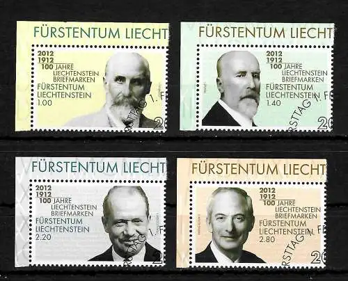 Liechtenstein 2012: 100 Jahre Liechtenstein Briefmarken, gestempelt, Ersttag