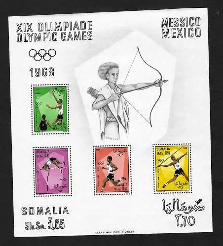 Somalia: Mexico 1968: XIX. Olympische Spiele 1968, Block #2, postfrisch