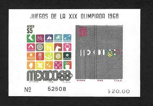 Mexico: Olympische Sommer-Spiele 1968, Block #18, Juegos de la XIX Olimpiada, **