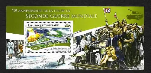 Togo 2015: 70e Anniversaire de la fin de la Seconde Guerre Mondiale WWII, **