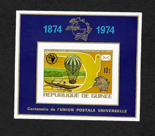 Guinea 1974: 100 Jahre UPU, Ballon, Briefpost, postfrisch