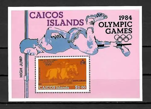 Turks&Caicos Islands: 1984 High Jump, Olympic games Los Angeles, show Jumping