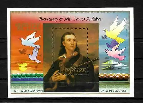 Belize: John James Audubon, Bicentenary, postfrisch, Ornithologe