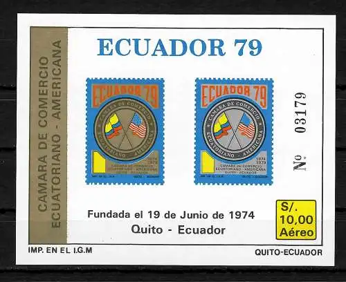 Ecuador 1979: Ecuador-Amerika- Handelskammer, postfrisch