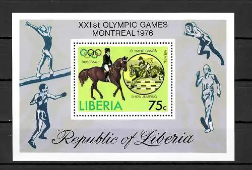 Liberia: XXIst Olympic games Montreal 1976, Show Jumping, mnh