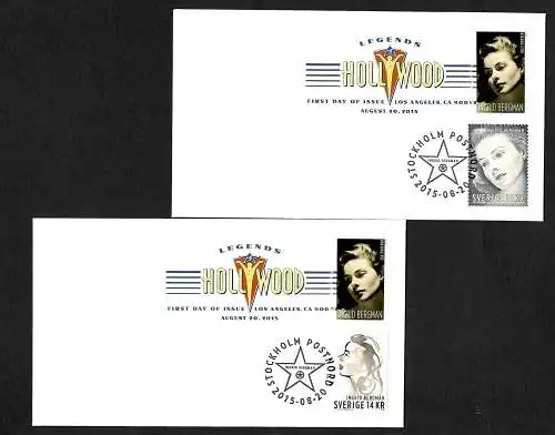 USA 2015: Legends of Hollywood, Ingrid Bermann, FDC, colored cancel