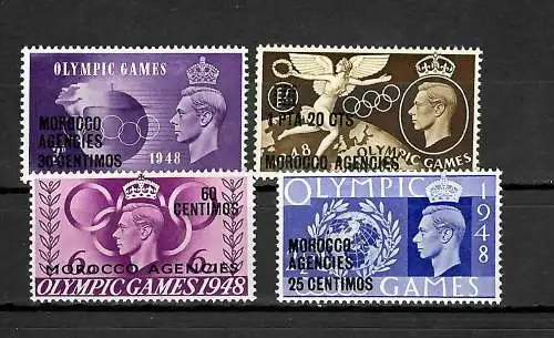 Marokko britische Post: Olympische Spiele 1948,  #149-152, postfrisch