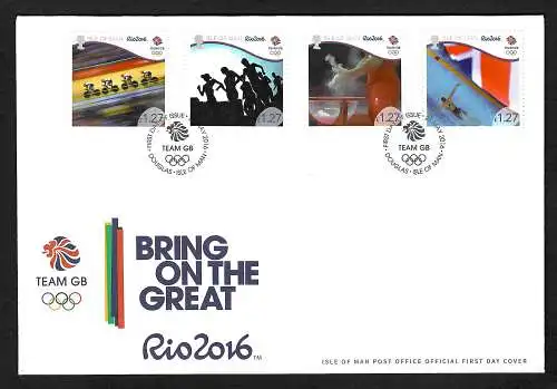 Isle of Man 2016: Olympische Spiele Rio de Janeiro, Team GB, FDC