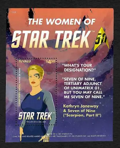 Tuvalu 2016: The women of Star Trek, postfrisch, mnh