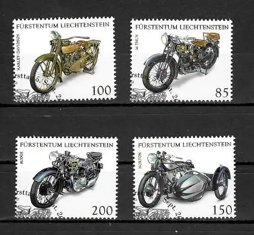 Liechtenstein 2016: Motorräder, Motorcycle: Honda, BMW, BSA, Norton, gestempelt