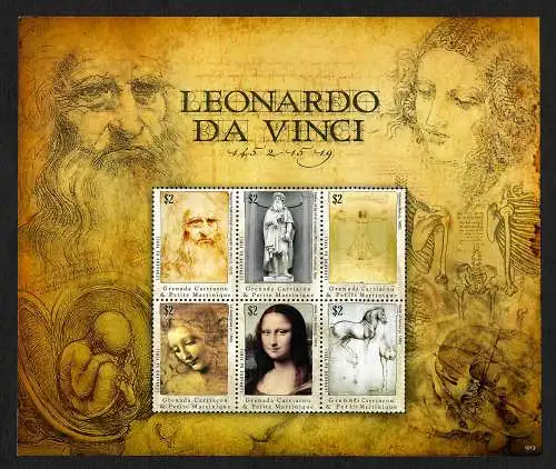 Grenada Carriacou&Petite Martinique: 500. Todestag Leonado da Vinci, postfrisch