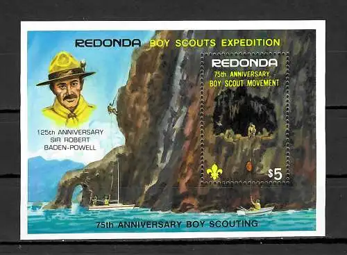 Antigua&Barbuda -Redonda: 125th Anniversary Sir Robert Baden-Powell, Boy-Scout