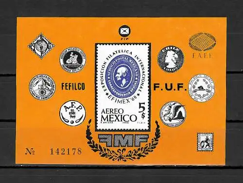 Mexico 1968: EFIMEX Exposicion Filatelica International, postfrisch