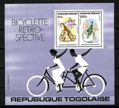 Togo: Bicyclette Retrospective, Fahrräder, Hochrad, Holz-Gehrad, postfrisch