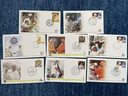 Vatikan 2015: Papst Franzikus, Reise nach Sri Lanka und Philippinen, 8x FDC