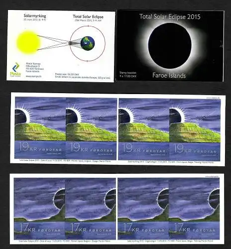 Farör 2015: 2x Markenheftchen, Sonnenfinsternis, Total Solar Eclipse, mmh