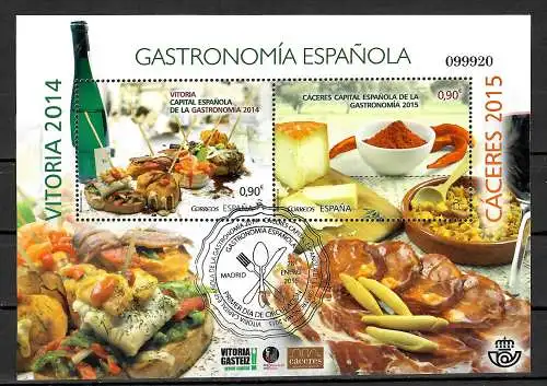 Spanien 2014: Gastronomia Espanola, Spanische Gastronoie, gestempelt