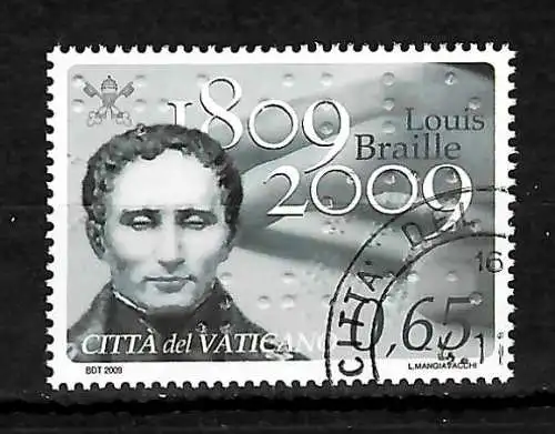 Vatikan 2009: 200 Geburtstag von Louis Braille, gestempelt