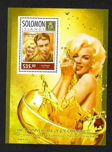 Solomon Inseln 2014: 100th Anniversary of Joe Dimaggio, Marilyn Monroe, mnh, **