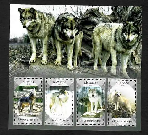 S. Tomé e Principe 2014: Lobos, Wölfe, wolf, Block mnh, **