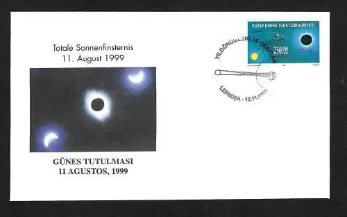 Zypern 1999: Kuzey Kibris Türk Cumhuriyetie, Sonnenfinsternis, FDC