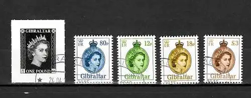 Gibraltar 2015: Queen Elizabeth II, gestempelt