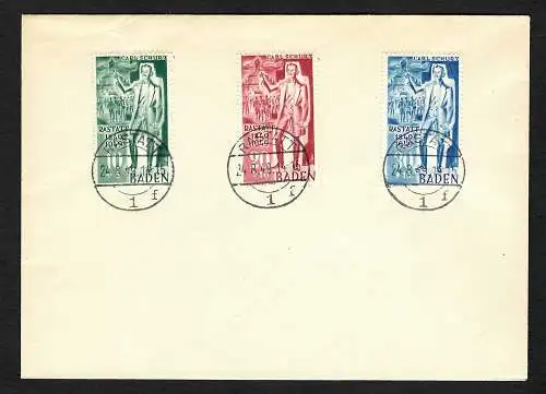 Franz. Zone: Baden: Carl Schurz, #50-52, FDC