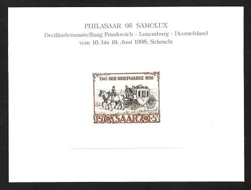 Saar: Tag der Briefmarke 1950, IBASA, schönste Marke des Saarlandes, Neudruck