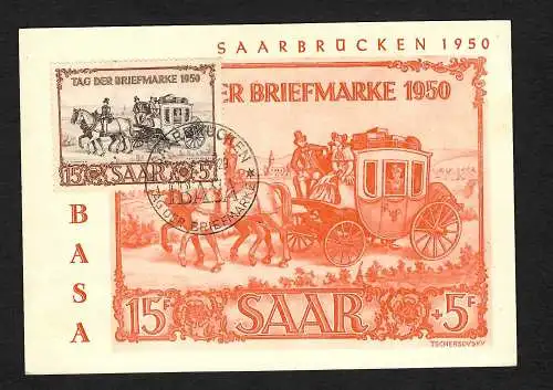 Saar: Tag der Briefmarke 1950, IBASA, Maximumkarte mit Sonderstempelt