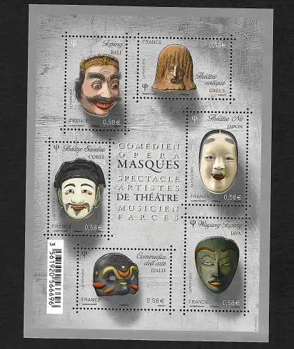 Frankreich 2013: Comédian Opera Masques, Musicien Farces, .. mnh, **