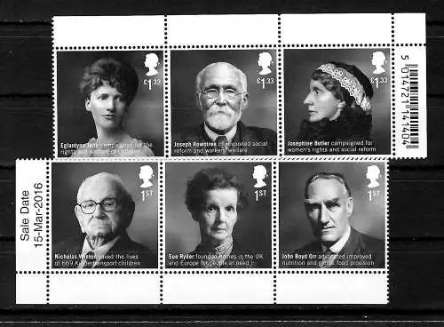 GB 2016: Josephine Butler, Joseph Rowntree, Eglantyne Jebb, Nicholas Winton, **