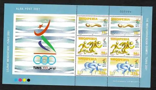 Albanien 2001: Mittelmeerspiele Tunis, #2818-2820, postfrisch