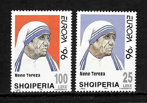 Albanien 1996: Mutter Teresa, #2589-2590, postfrisch, Europa