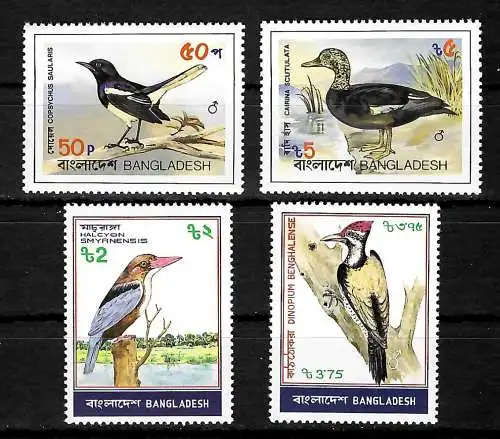 Bangladesh: Vögel, birds, #186-189, postfrisch, mnh