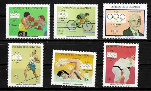 El Salvador 1985: Olympic games Los Angeles 1984, #1507-1512, postfrisch