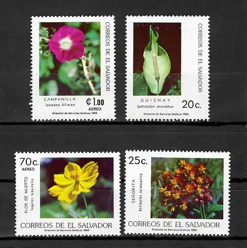 El Salvador 1986: Blumen, Pflanzen, #1627-1630, postfrisch