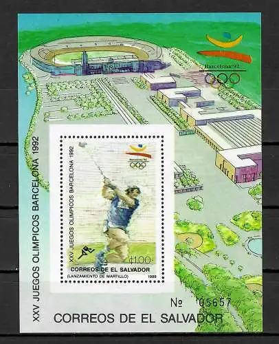 El Salvador 1989: XXV Olympic games, #1747, Block #40, postfrisch