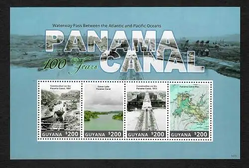 Guyana: 100 years Panama Canal, Waterway, postfrischer Block