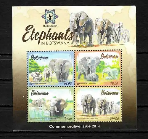 Botswana 2016: Elephants, Elefanten, Thailand 2016, postfrisch