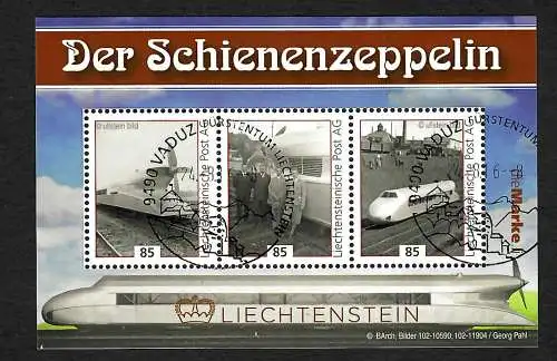 Liechtenstein die Marke: Der Schienenzeppelin, gestempelt