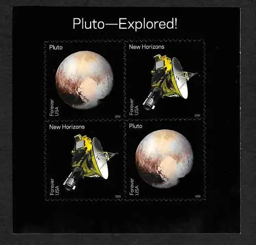 USA 2016: Pluto-Explored!, Erkundung Pluto, Block mnh, **