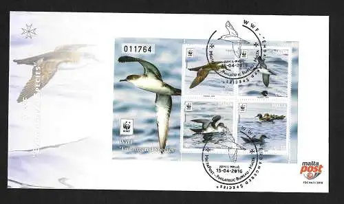 Malta 2016: WWF Endangered Species, Möwen, FDC