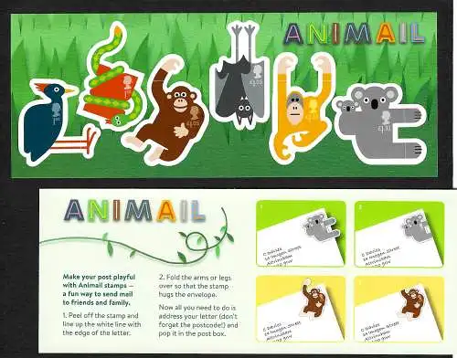 GB 2016: AniMail, Animal Mail, Tierische Post, postfrisch, Folienblatt