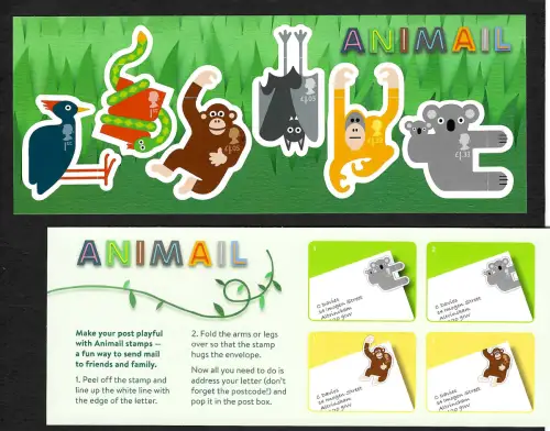 GB 2016: AniMail, Animal Mail, Tierische Post, postfrisch, Folienblatt