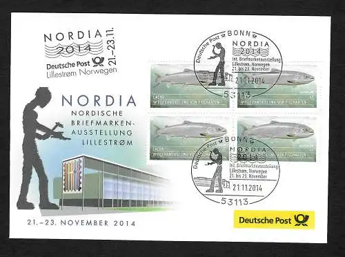 Bund 2014: NORDIA, Briefmarkenausstellung Lillestrom Norwegen, Ausstellungsbeleg