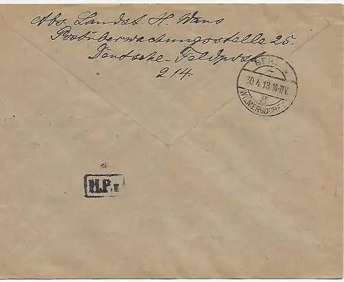 I. WK Polen: OB. Ost, Einschreiben Mitau nach Berlin Wilmersdorf 1918, 