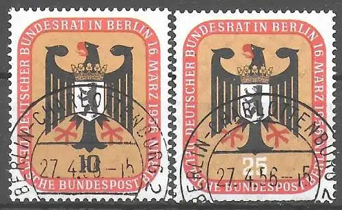 Berlin: MiNr. 136-137, gestempelt Luxus, Versandstelle Berlin, 1956